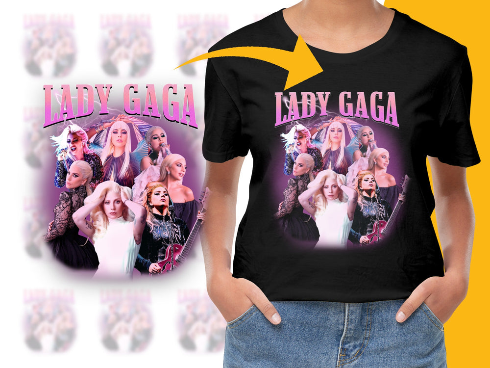 Lady Gaga Inspired T-Shirt, Pop Music Fan Merch, Colorful Graphic Tee, Unique Celebrity Design Shirt