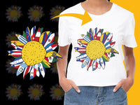 Load image into Gallery viewer, Colorful Abstract Flower T-Shirt, Artistic Floral Graphic Tee, Unisex Summer Casual Wear, Vibrant Top
