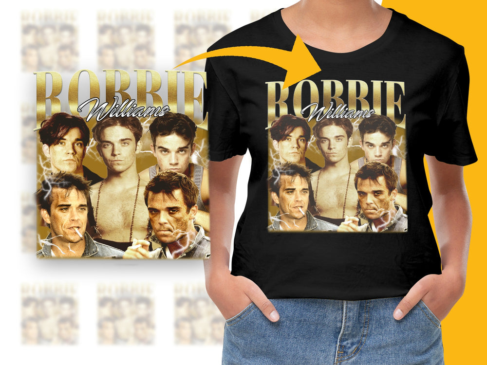 Vintage Robbie Williams Graphic T-Shirt, Classic Pop Music Tee, 90s Music Icon Apparel, Retro Style Top
