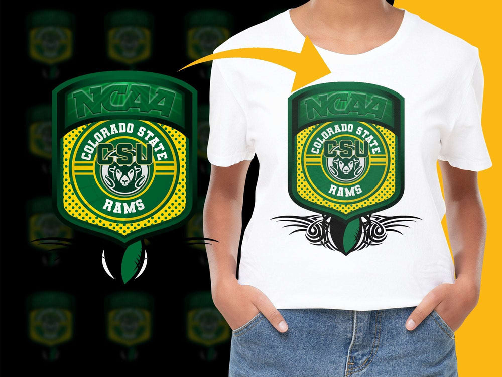 Colorado State Rams NCAA Logo Graphic T-Shirt, Green and Gold Sports Tee, Unisex Casual Wear
