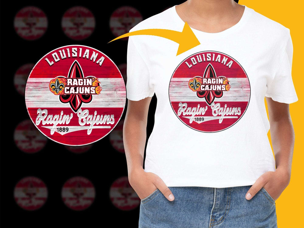 Louisiana Ragin' Cajuns T-Shirt, Vintage Distressed Logo, College Sports Tee, Fan Apparel 1889