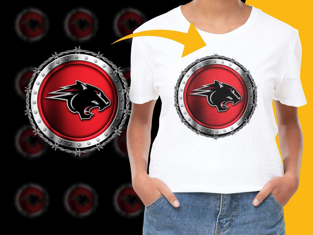 Cool Dragon Emblem Graphic T-Shirt, Unisex Red and Silver Design, Trendy Casual Streetwear Style