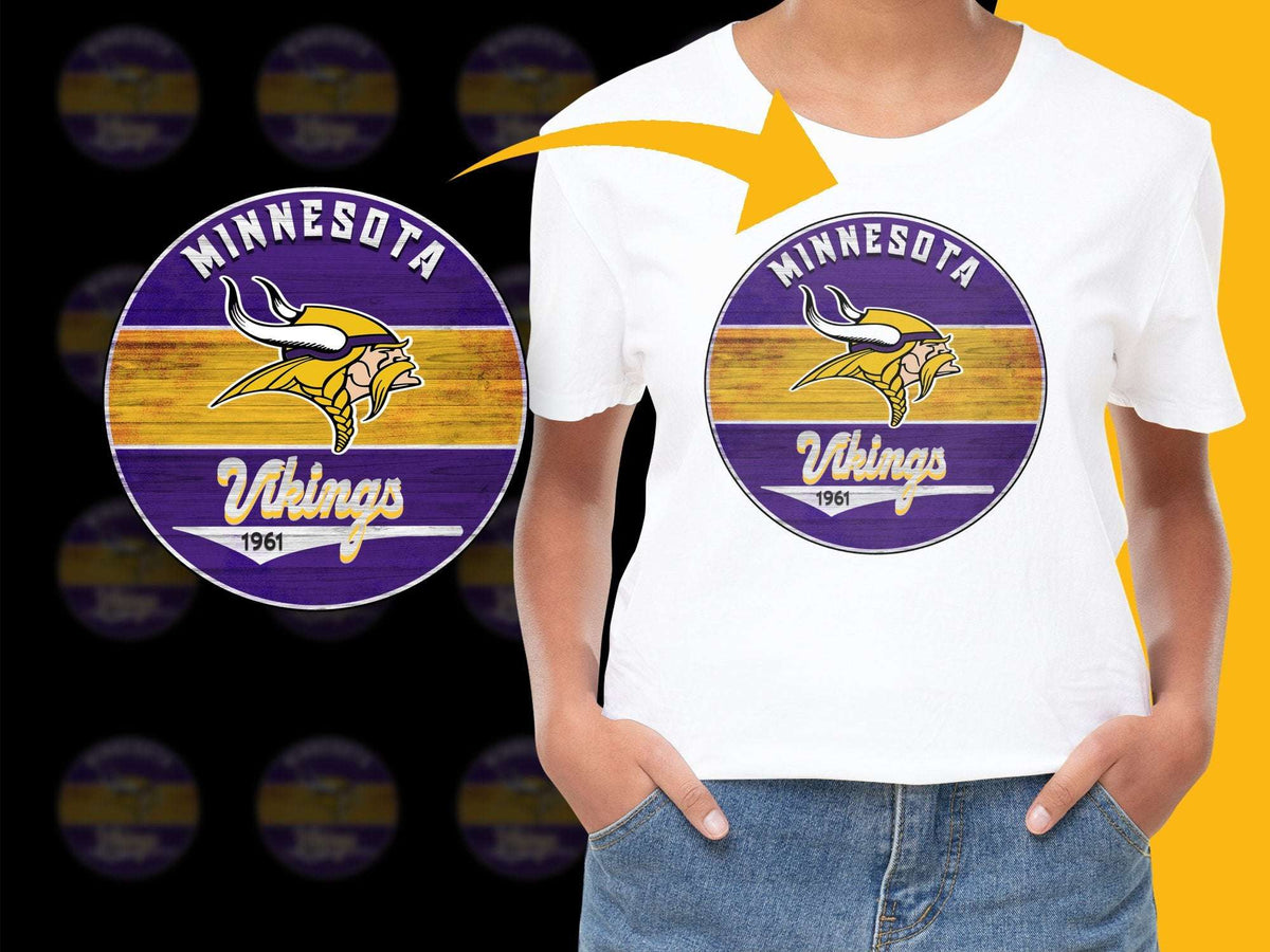 Minnesota Vikings 1961 Logo T-Shirt, Purple and Yellow Sports Tee, NFL Fan Apparel