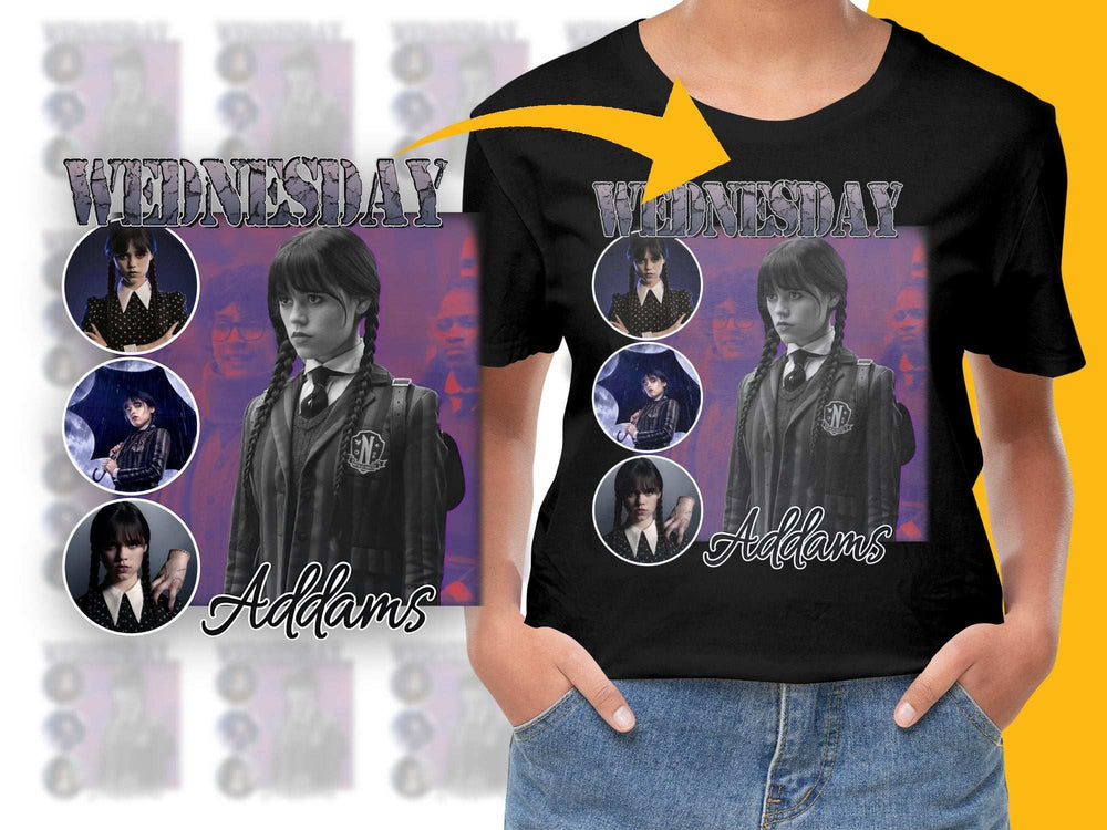 Wednesday Addams T-Shirt, Gothic Character Tee, Fan Gift Unisex, Casual Black Top for Teens and Adults