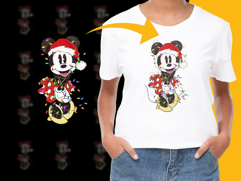 Festive Mickey Mouse T-Shirt, Cartoon Character Holiday Apparel, Kids and Adult Sizes Available