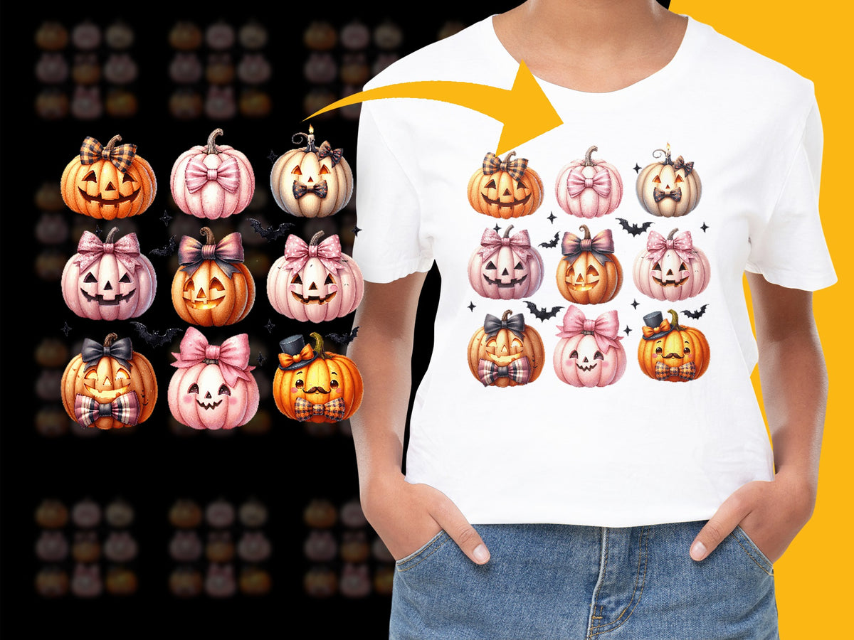 Halloween Pumpkin T-Shirt, Cute Fall Designs, Women's Graphic Tee, Autumn Fashion Tops, Spooky Casual Wear, October Shirt