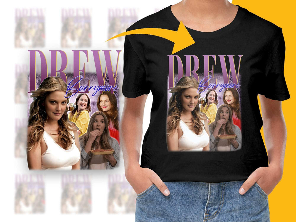 Drew Barrymore T-Shirt 90s Movie Star Nostalgic Graphic Tee Pop Culture Icon Fashion Top Unisex Clothing Gift