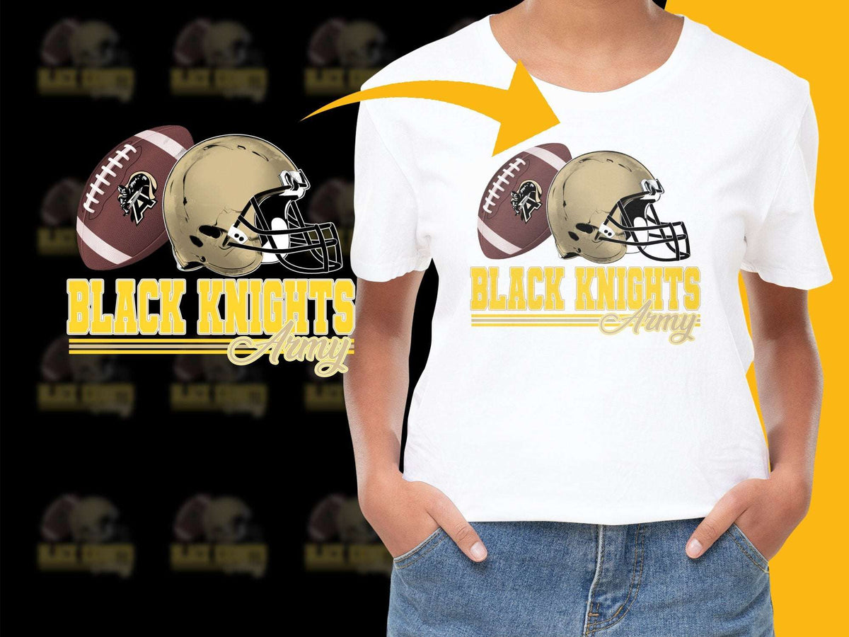 Black Knights Army Football Graphic T-Shirt, Sports Fan Tee, Casual Wear, Unisex Design, Gift for Football Lovers