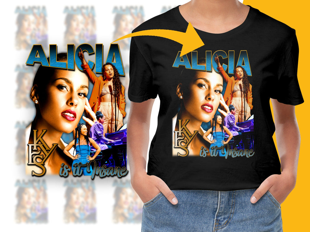 Alicia Keys Graphic T-Shirt, Vintage Style Concert Tee, Music Fan Apparel, Women's Fashion Top