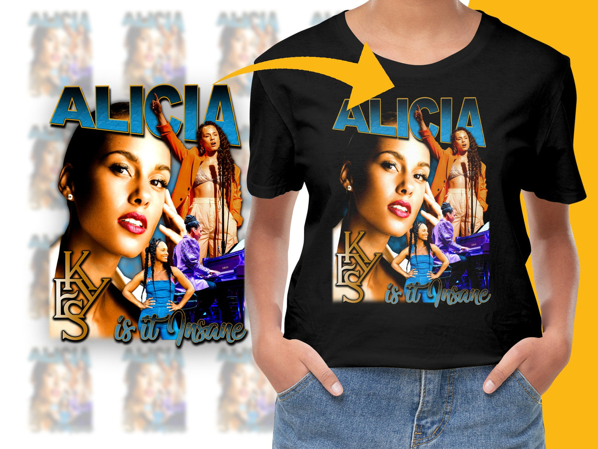 Alicia Keys Graphic T-Shirt, Vintage Style Concert Tee, Music Fan Apparel, Women's Fashion Top