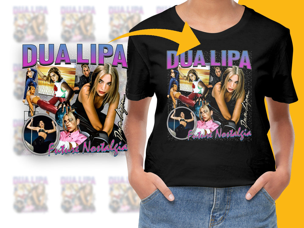 Dua Lipa Future Nostalgia Graphic T-Shirt, Pop Music Fan Merch, Unisex Black Tee