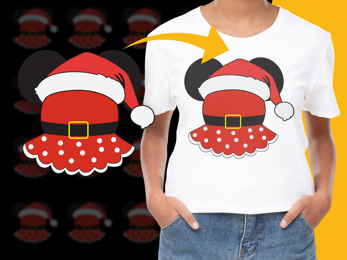 Kids Christmas T-Shirt, Santa Claus Hat Graphic Tee, Red Polka Dot, Festive Holiday Apparel for Children