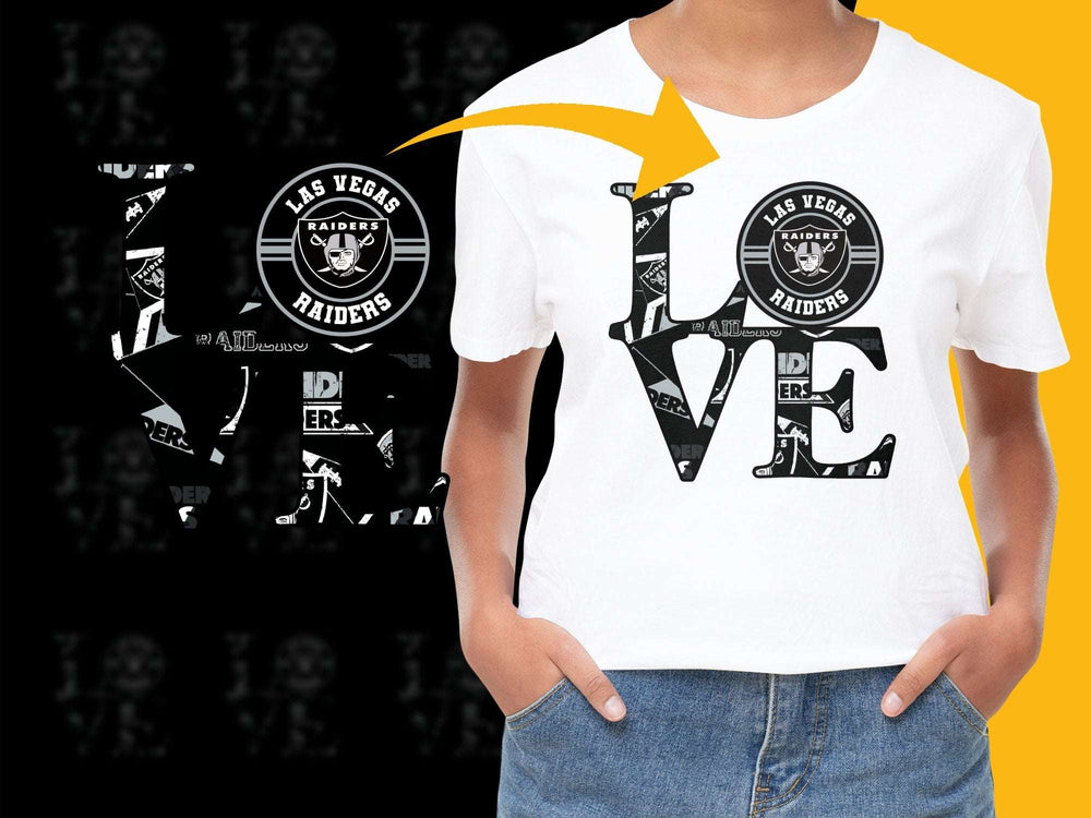Las Vegas Raiders Love Themed Graphic T-Shirt, Unisex White Tee with Team Logo, Casual Sports Apparel