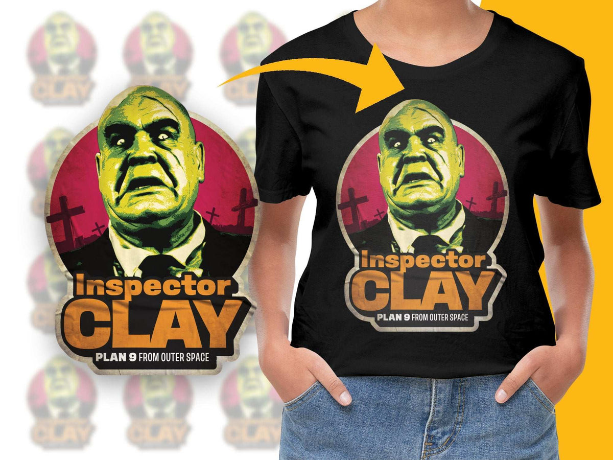 Vintage Inspector Clay T-Shirt, Plan 9 Outer Space Graphic Tee, Retro Movie Fan Apparel, Unique Pop Culture Shirt Gift