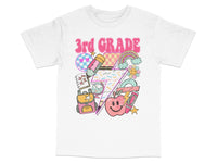 Load image into Gallery viewer, Kids 3rd Grade T-Shirt, Cute School Supplies Graphic Tee, Rainbow Pencil Print, Back to School Shirt
