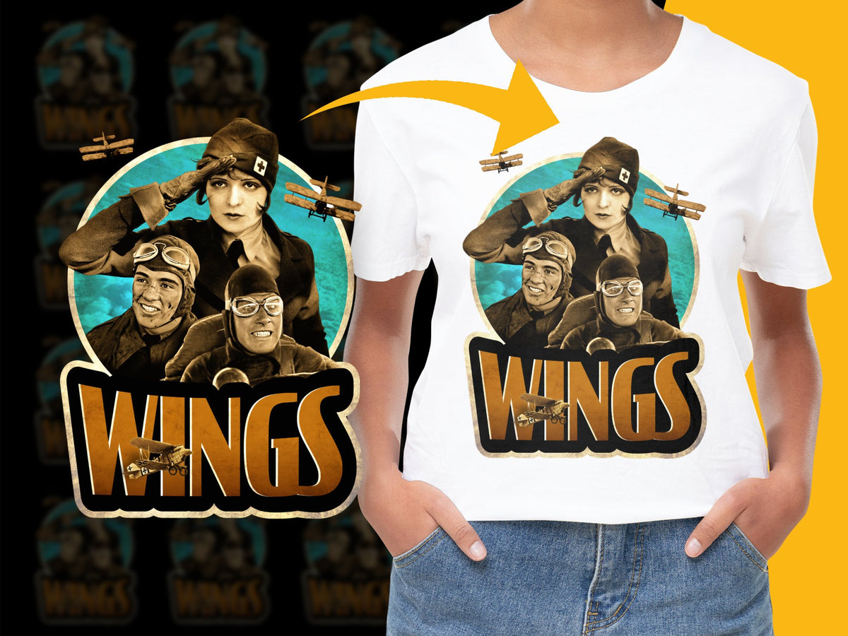 Vintage Wings Movie T-Shirt, Classic Film Graphic Tee, Retro Airplane Pilot Design, Unisex Casual Fashion