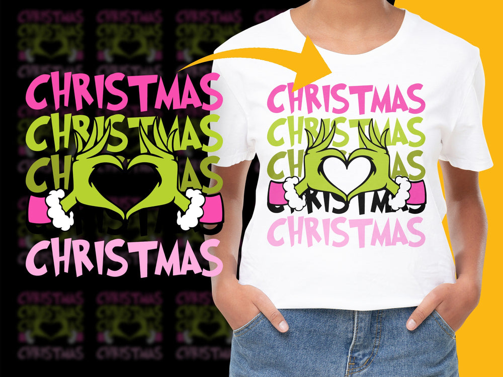 Christmas Love Heart T-Shirt, Colorful Holiday Graphic Tee, Festive Casual Wear, Unisex Shirt Gift