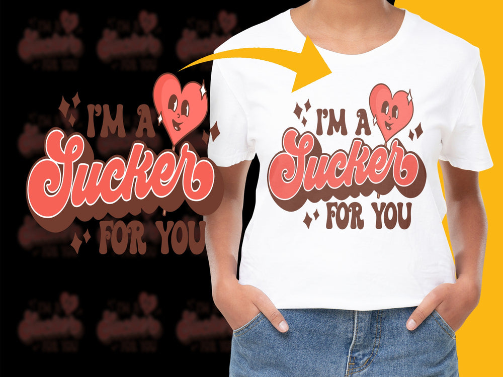 Valentine's Day T-Shirt 'I'm a Sucker for You' Heart Design, Romantic Gift, Cute Love Tee, Unisex Fashion Top
