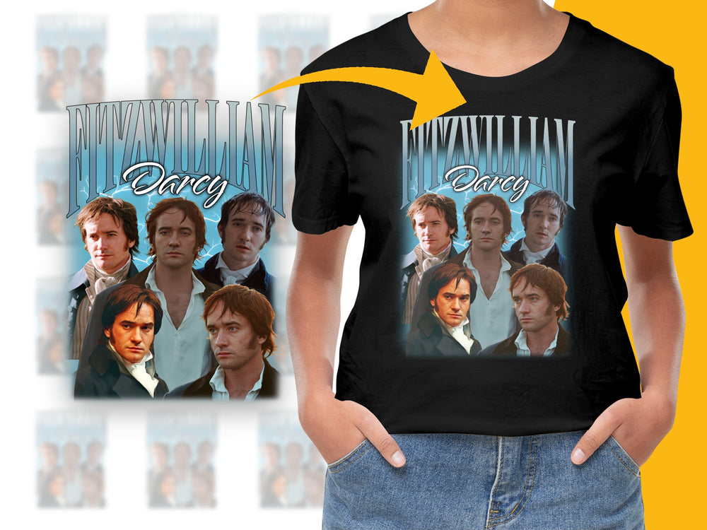 Pride and Prejudice Mr. Darcy Collage T-Shirt, Jane Austen Literary Gift, Fan Merchandise, Unique Graphic Tee