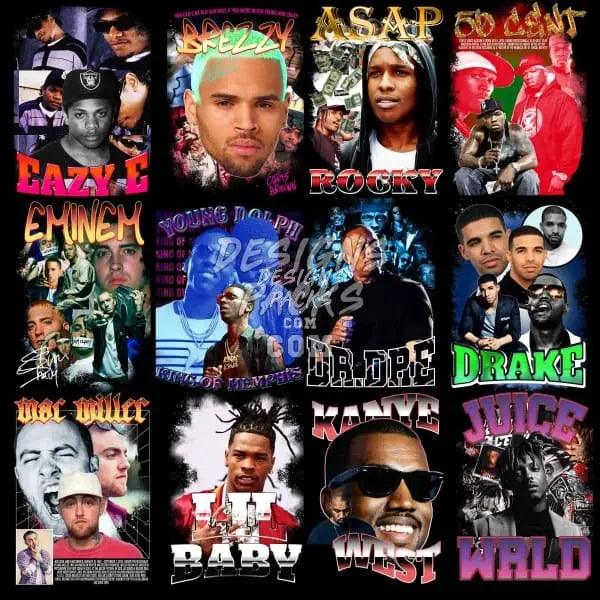 50 Hip Hop Rap Male V2 Designs Bundle PNG designspacks