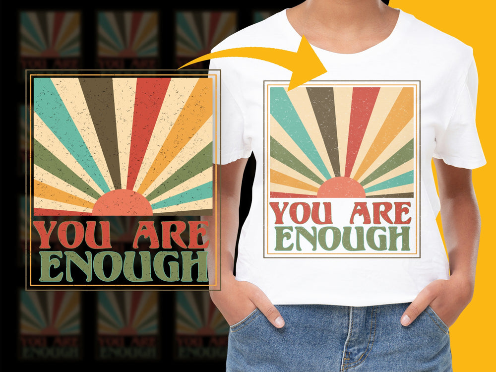 Retro Motivational T-Shirt, 'You Are Enough' Graphic Tee, Vintage Style Positive Message, Unisex Fashion Top