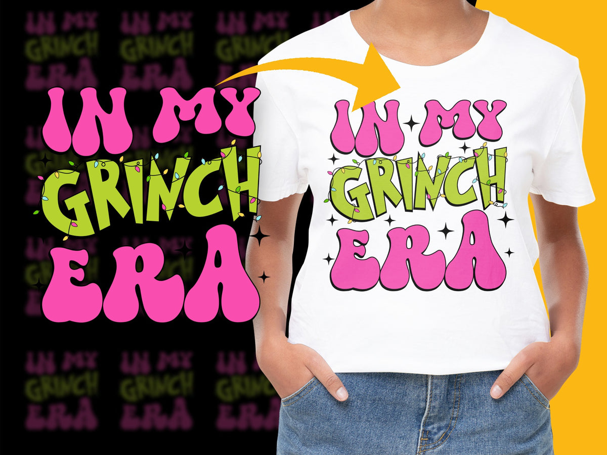 Kids 'In My Grinch Era' Holiday T-Shirt, Festive Christmas Tee, Bright Colors, Boys and Girls Casual Shirt