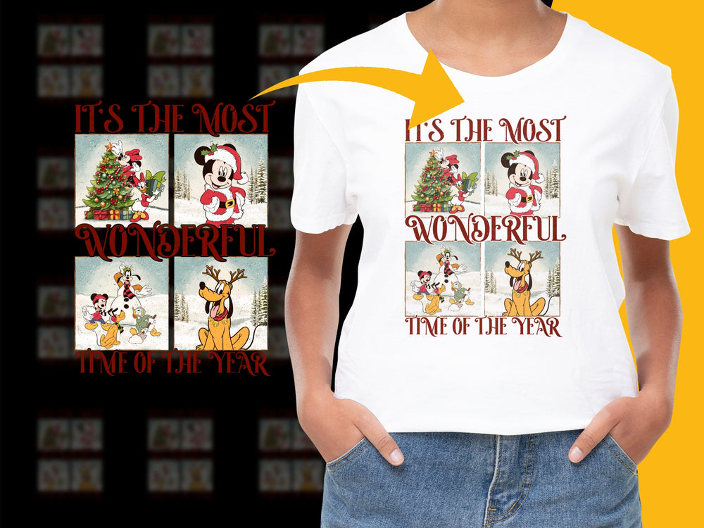 Kids Christmas T-Shirt, Cute Cartoon Reindeer and Dog, Holiday Graphic Tee, Festive Children's Apparel