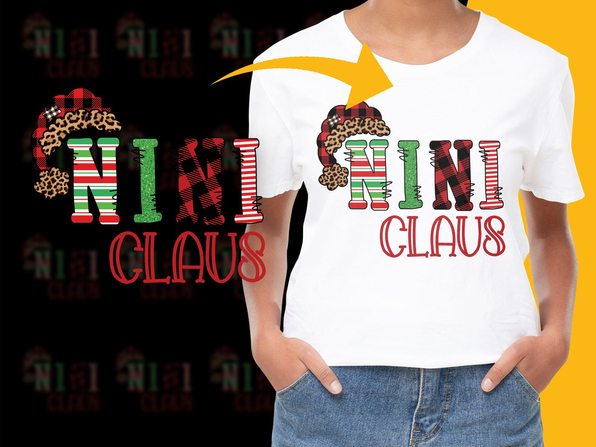 Festive Christmas T-Shirt Mini Claus Graphic Holiday Tee Striped Candy Cane Design Unisex Gift Idea