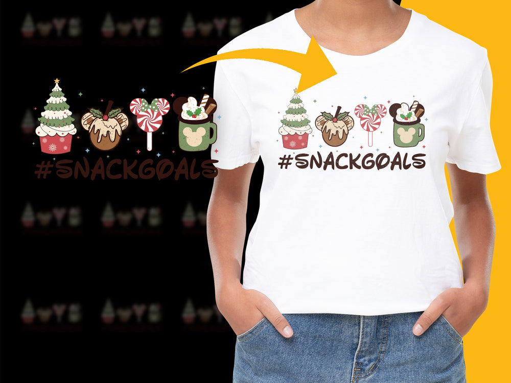 Kids Holiday T-Shirt with Cute Christmas Sweets Graphic, #SnackGoals Tee, Festive Children's Apparel