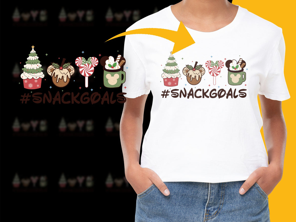 Kids Holiday T-Shirt with Cute Christmas Sweets Graphic, #SnackGoals Tee, Festive Children's Apparel