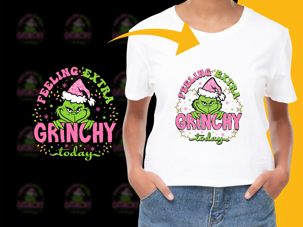 Grinch Themed T-Shirt, Feeling Extra Grinchy Today, Funny Holiday Tee, Christmas Gift Idea, White Cotton Shirt