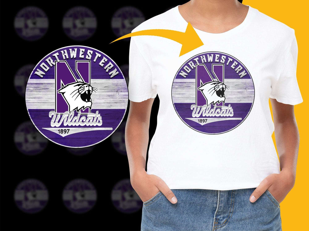 Northwestern Wildcats 1897 Logo T-Shirt, Purple and White Graphic Tee, Collegiate Apparel, Casual Wear