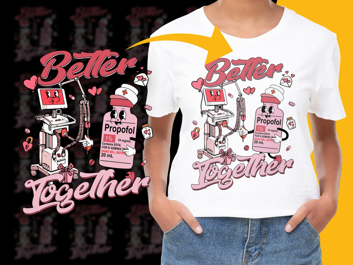 Better Together Robot Theme T-Shirt, Cute Couple Graphic Tee, Propofol Robot Design, Unique Love Shirt