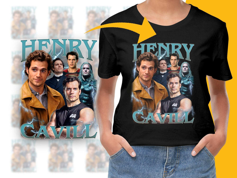 Henry Cavill Fan T-Shirt, Multiple Poses Graphic Tee, Celebrity Inspired Shirt, Unisex Fashion Top