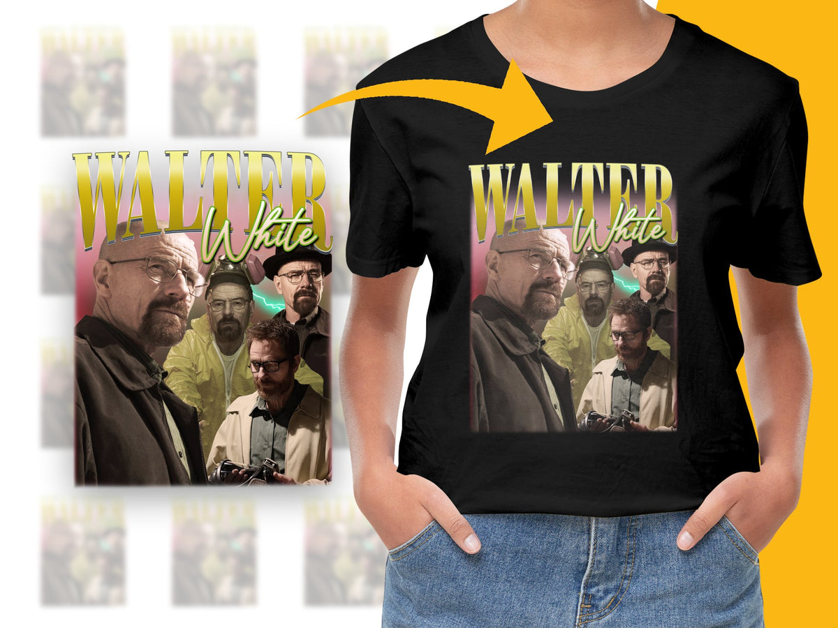 Walter White Fan Art T-Shirt, Breaking Bad Inspired Graphic Tee, Unique TV Show Merchandise