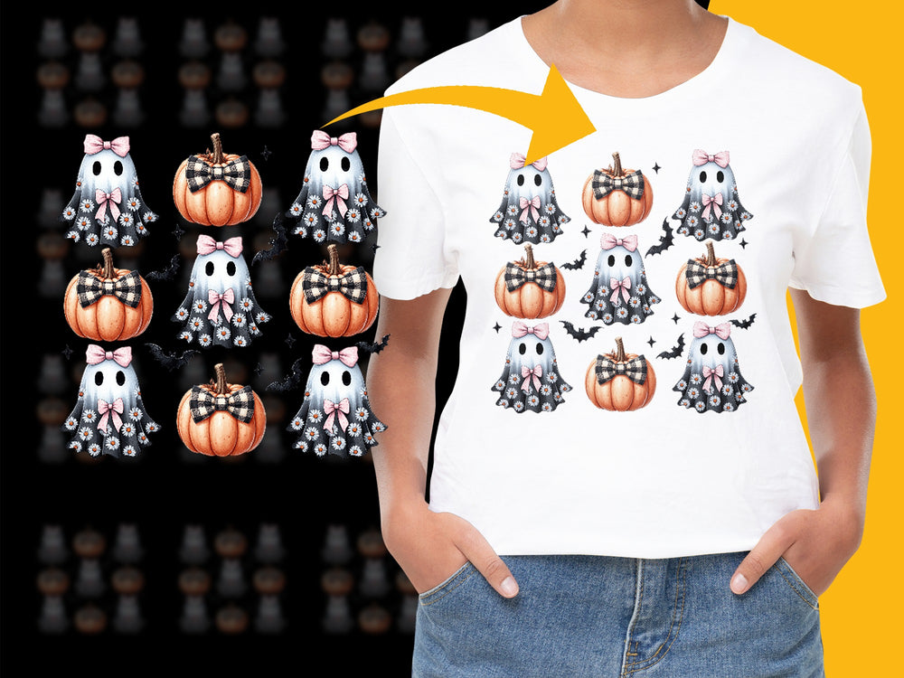 Halloween Ghost Pumpkin T-Shirt, Cute Spooky Graphic Tee, Fall Season, Unisex Adult Casual Wear