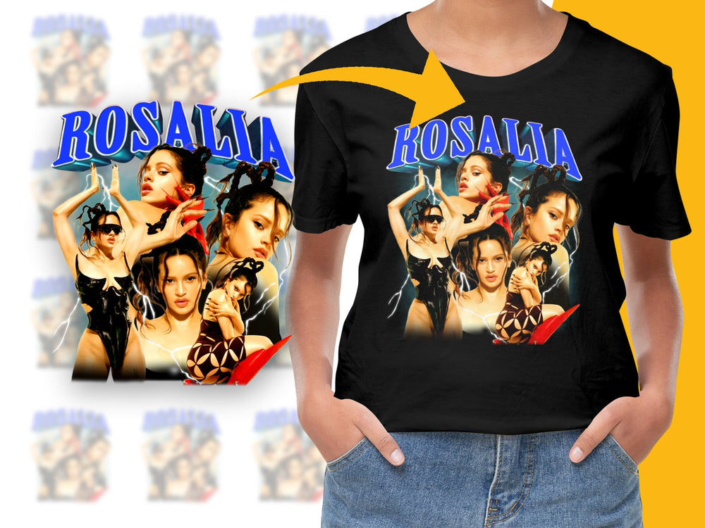 Rosalia Graphic T-Shirt, Trendy Pop Star Tee, Women's Fashion Top, Casual Streetwear, Music Fan Merchandise, Colorful Stylish Outfit
