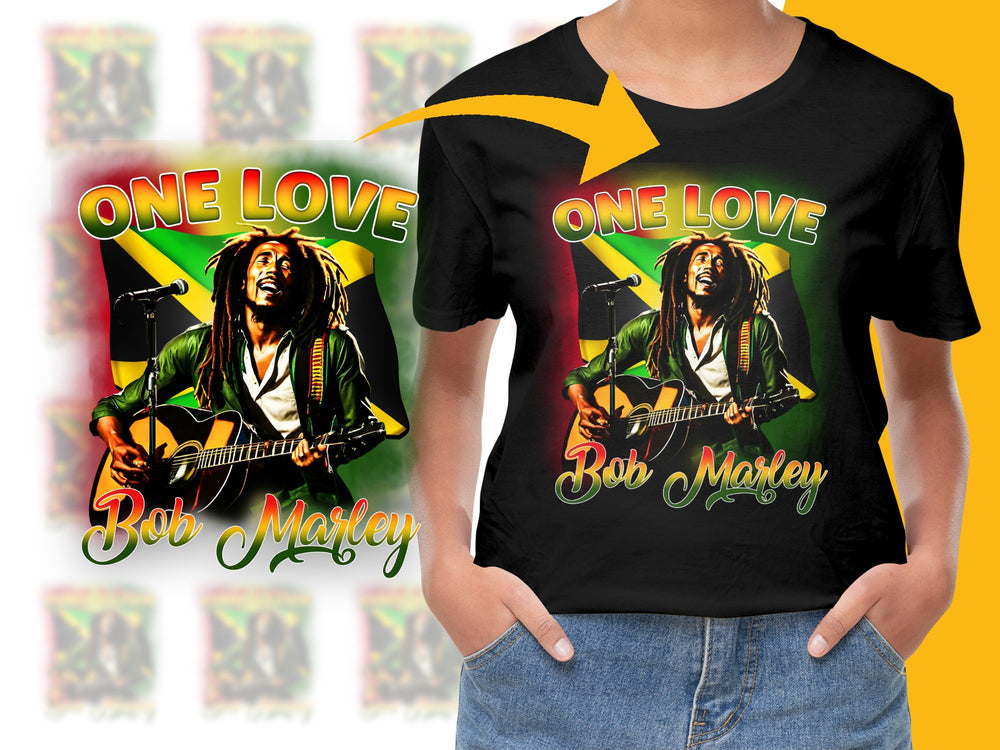One Love Bob Marley Graphic T-Shirt, Vintage Reggae Music Tee, Unisex Black Cotton Shirt