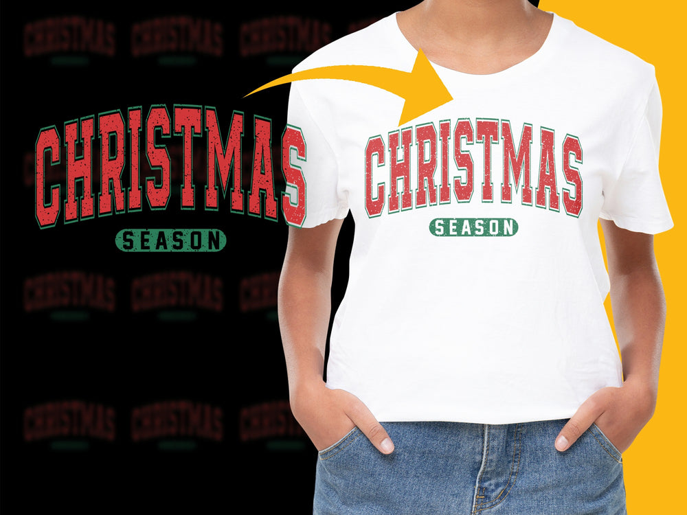 Christmas Season Graphic T-Shirt, Festive Holiday Tee, Unisex White Cotton Shirt, Casual Christmas Apparel