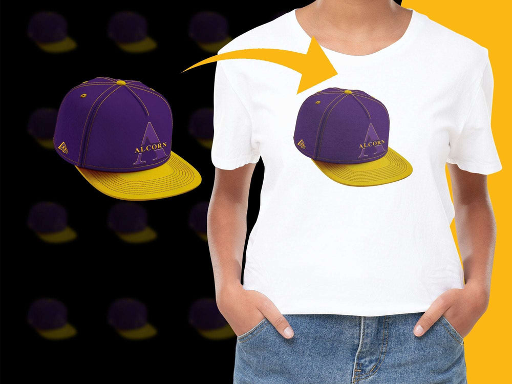 Alcorn State University Cap and T-Shirt Set, Purple and Yellow, Casual Wear, Sports Gear