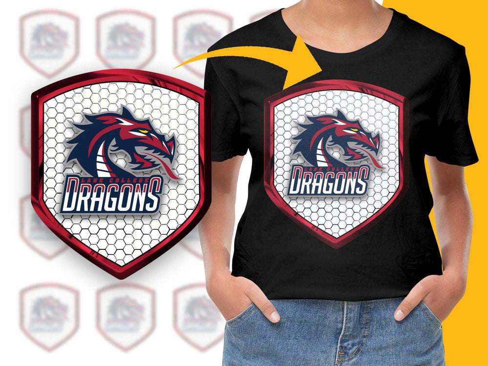 Dragon Graphic T-Shirt Kids Sport Team Logo Tee Unisex Youth Casual Wear