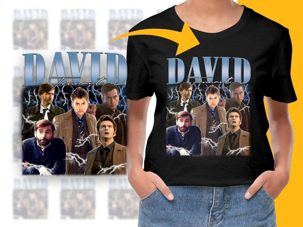 David Tennant Fan T-Shirt, Multiple Poses Design, Doctor Who Inspired, Sci-Fi TV Show Graphic Tee, Unisex Cotton Shirt