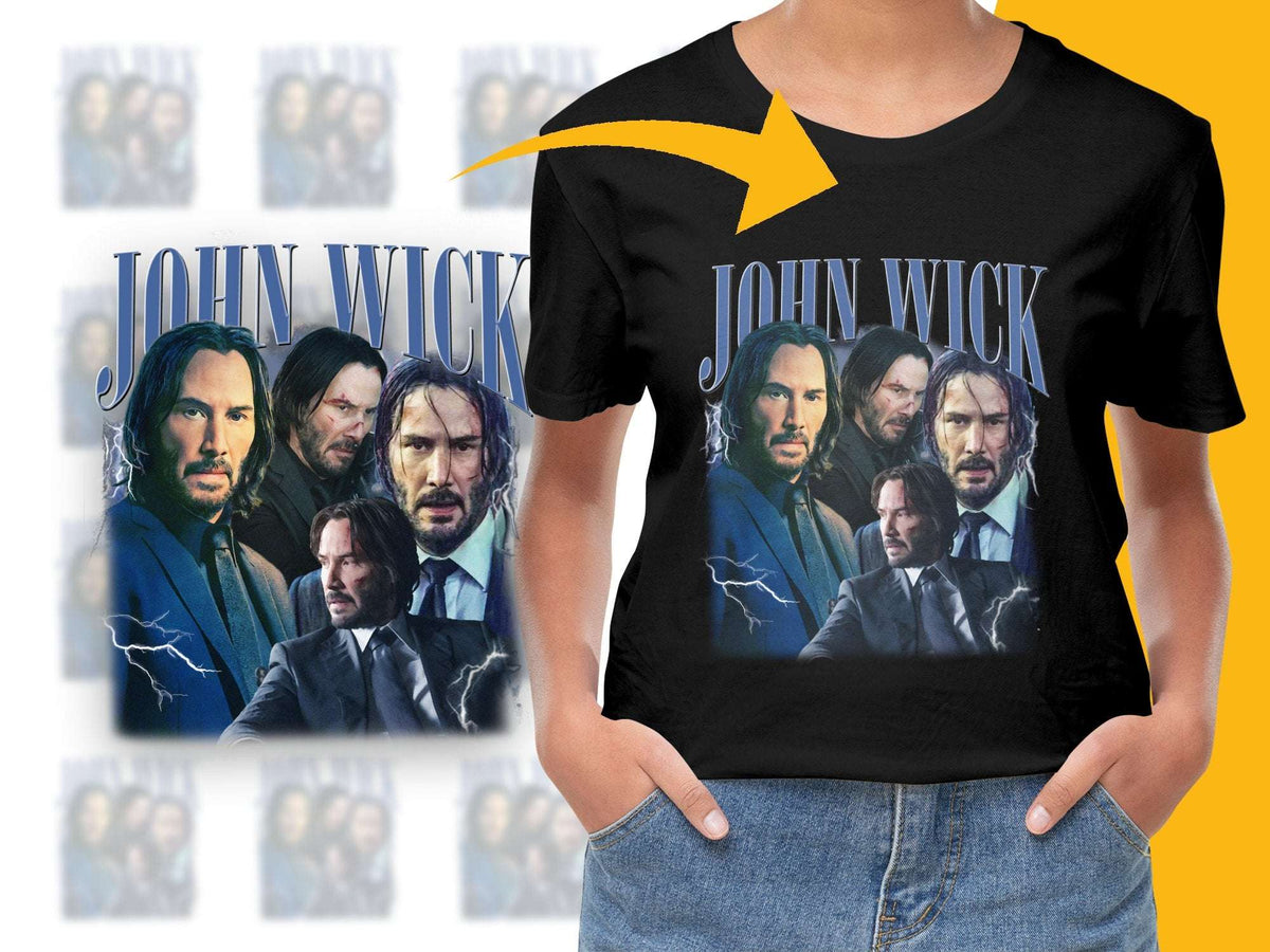 John Wick Movie Graphic T-Shirt, Action Film Fan Apparel, Unisex Cotton Tee, Cool Movie Character Design Shirt