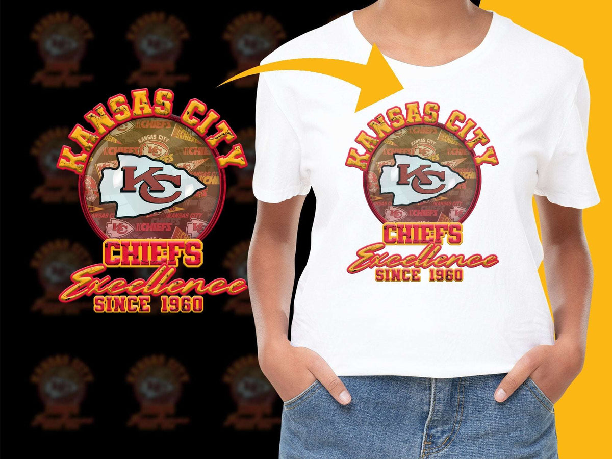 Kansas City Chiefs Excellence T-Shirt, NFL Fan Gear, Vintage Logo, Since 1960, White Tee