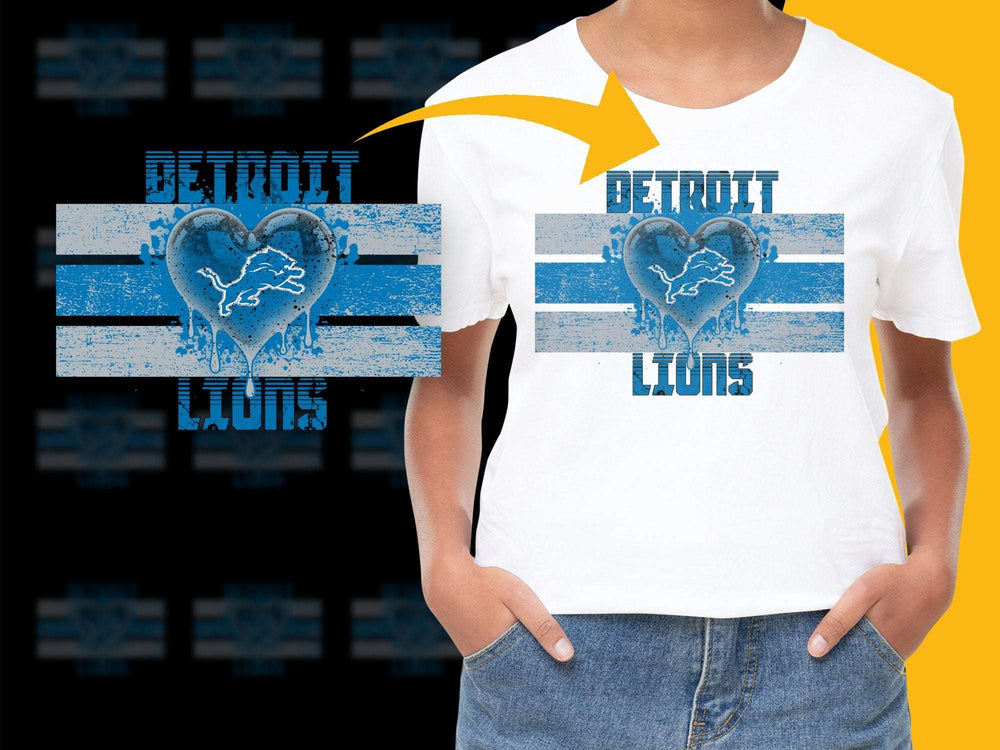 Detroit Lions Heart Design T-Shirt, Blue and White Graphic Tee, Sports Fan Apparel, Casual Wear