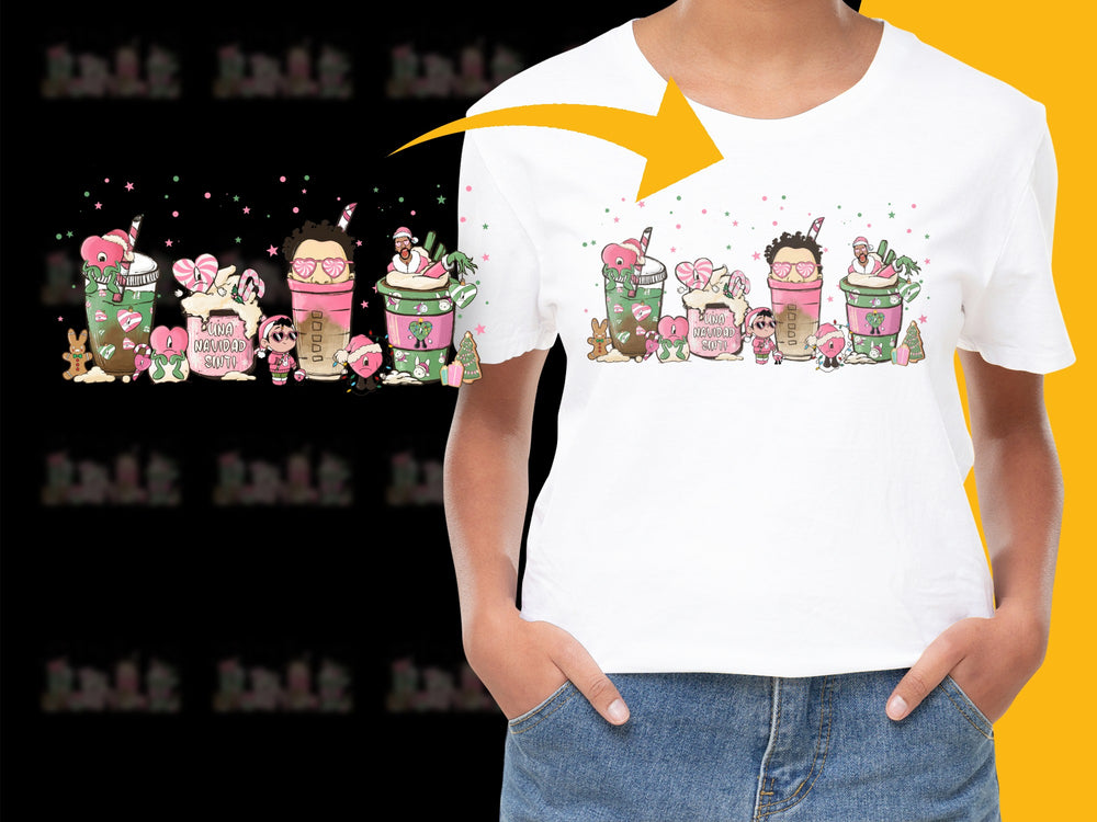 Cute Cartoon Coffee Characters T-Shirt, Fun Graphic Tee for Coffee Lovers, Unisex White T-shirt