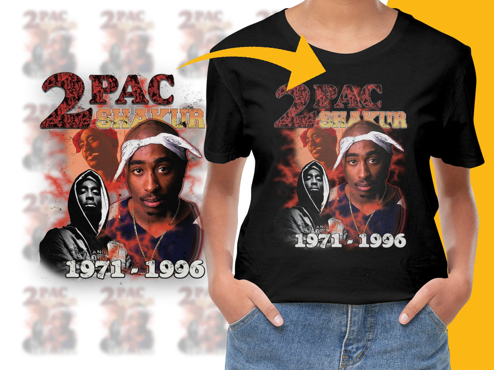 Tupac Shakur Graphic T-Shirt Vintage 90s Hip Hop Black Tee Rap Legend 1971-1996 Memorabilia