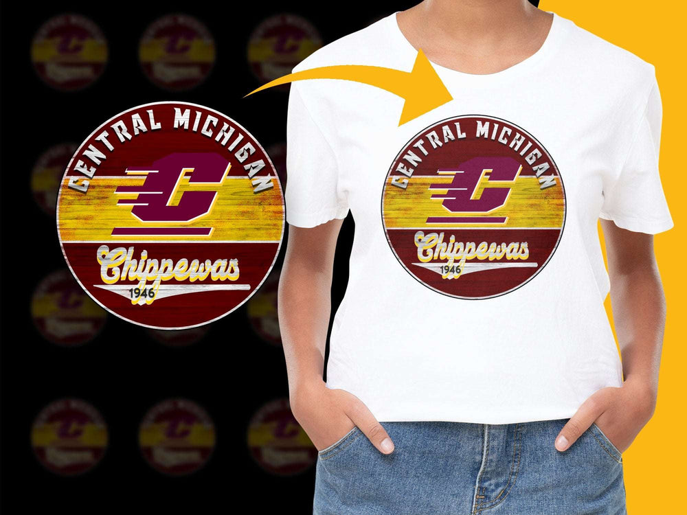 Central Michigan Chippewas T-Shirt, Vintage Logo Tee, College Football Apparel, Maroon and Gold Colors, 1946 Graphic, Casual Wear