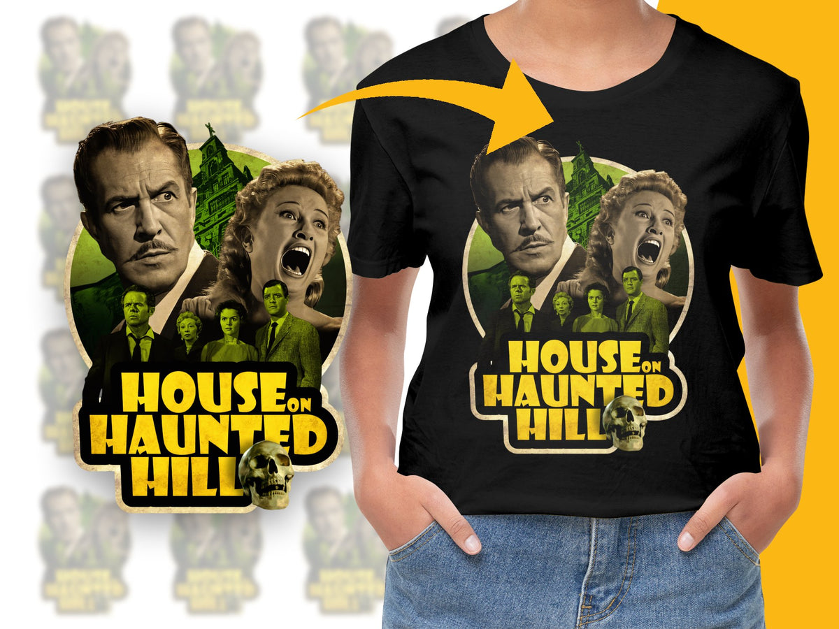 Vintage Horror Movie T-Shirt, House on Haunted Hill Graphic Tee, Classic Film Fan Apparel, Unisex Clothing Gift