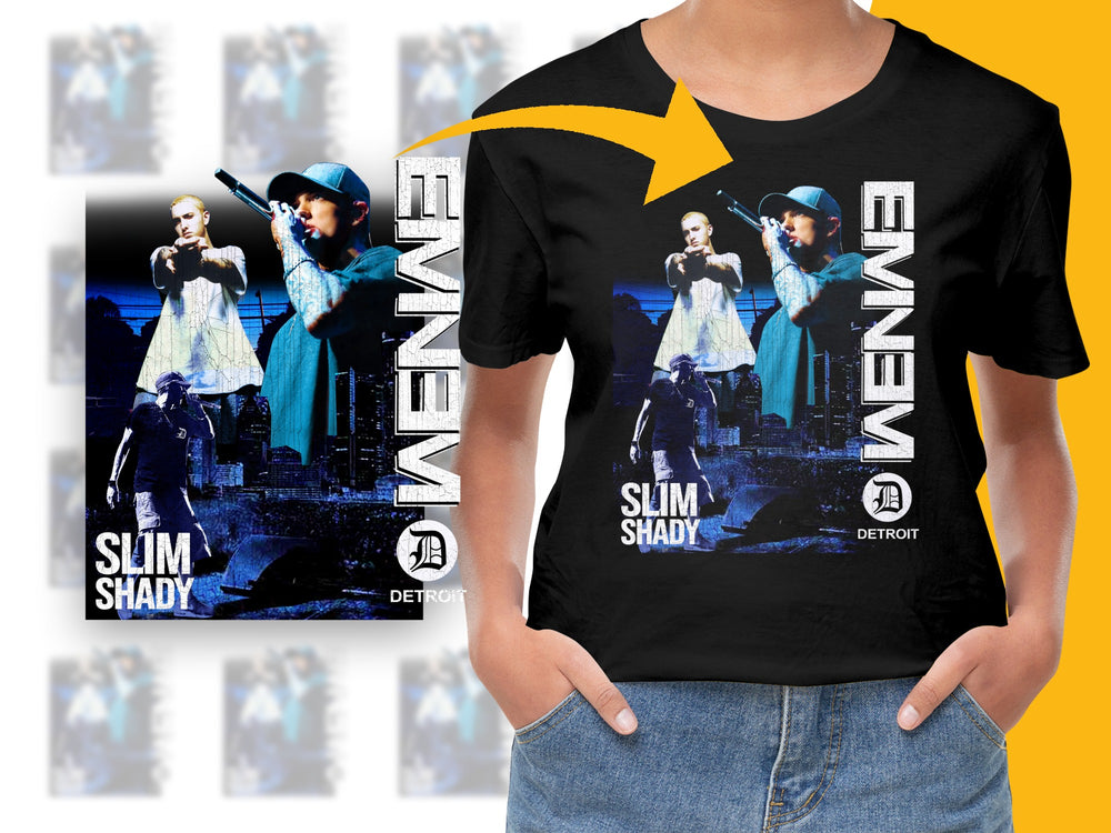 Eminem Concert Graphic T-Shirt, Vintage Slim Shady Print, Detroit Hip-Hop Tee, Unisex Music Fan Apparel